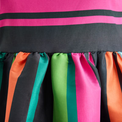 Bob Mackie Womens Sleeveless Striped Fit + Flare Dress