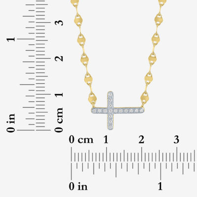 Yes, Please! (G-H, Si2-I1) Womens Lab Grown White Diamond Accent 14K Gold Over Silver Cross 18 Inch Pendant Necklace