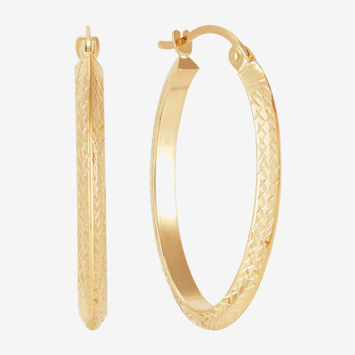 Womens 14K Gold 20mm Round Hoop Earrings