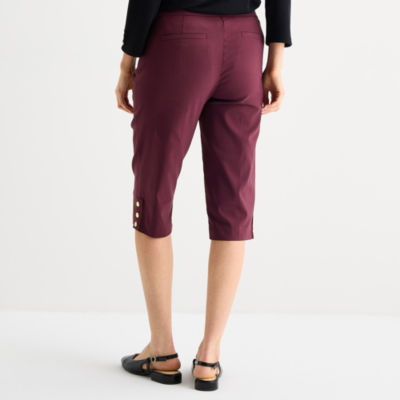 Liz Claiborne Alyssa Cropped Womens Straight Mid Rise Pull-On Pant