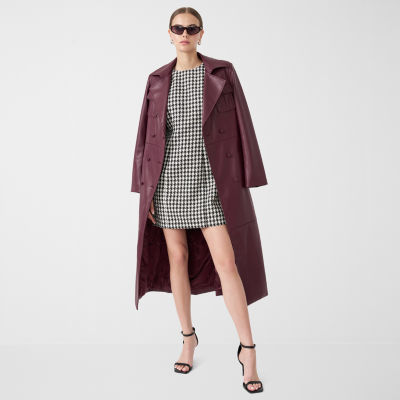 RM Rebecca Minkoff Womens Faux Leather Trench Coat, Color: Fig