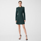 Melonie T Womens 3/4 Sleeve Midi Fit + Flare Dress, Color: Bronze