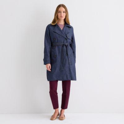 Liz Claiborne Denim Jacket Womens Lightweight Trench Coat