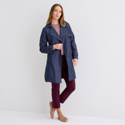 Liz Claiborne Denim Jacket Womens Lightweight Trench Coat