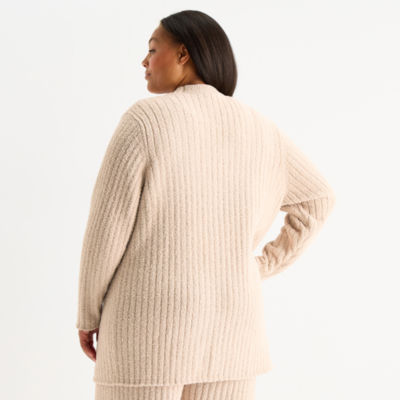 Ambrielle Womens Long Sleeve Plus Pajama Top