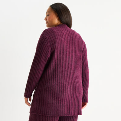 Ambrielle Cardigan Womens Long Sleeve Plus Pajama Top