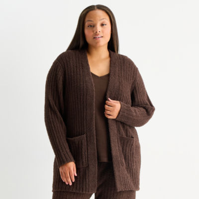 Ambrielle Cardigan Womens Long Sleeve Plus Pajama Top
