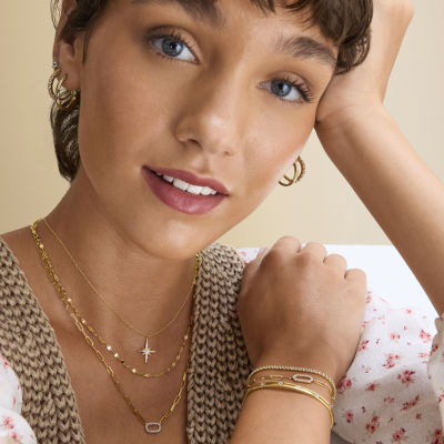 Yes, Please! (G-H / I1-12) Womens Diamond Accent Lab Grown White Diamond 14K Gold Over Silver Paperclip 18 Inch Pendant Necklace