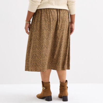 St. John's Bay Womens Plus Midi A-Line Skirt