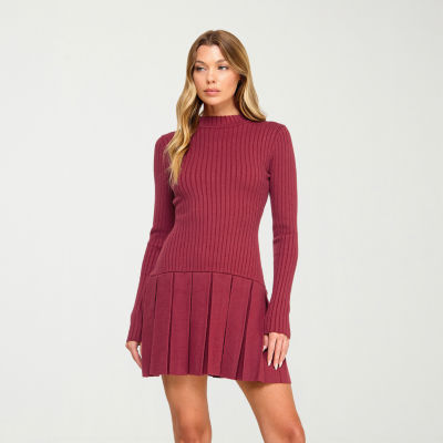 City Triangle Womens Juniors Long Sleeve Cut Outs Sweater Dress