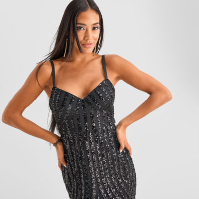 Bob Mackie Womens Sleeveless Sequin Evening Gown