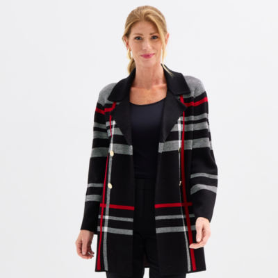 Black Label by Evan-Picone Womens Long Sleeve Open Front Cardigan