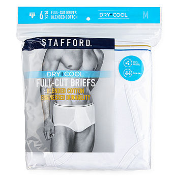 Stafford Full Cut Briefs Sz 34 Cotton 6 Pack White No Yellowing Tags Odor  Shrink