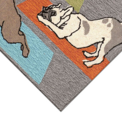 Liora Manne Frontporch Yoga Dogs Hand Tufted Rectangular Rugs & Floor Coverings Indoor Outdoor Animal Accent Rugs