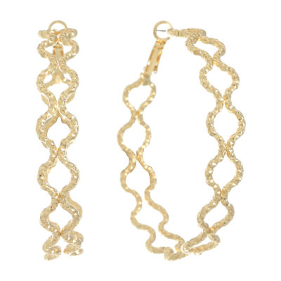 Monet Jewelry Gold Tone Braid Womens 58mm Hypoallergenic Hoop Earrings
