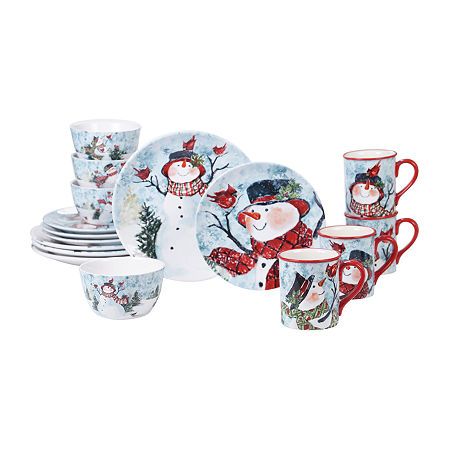 Certified International Watercolor Snowman 16-pc. Earthenware Dinnerware Set, One Size, Multiple Colors