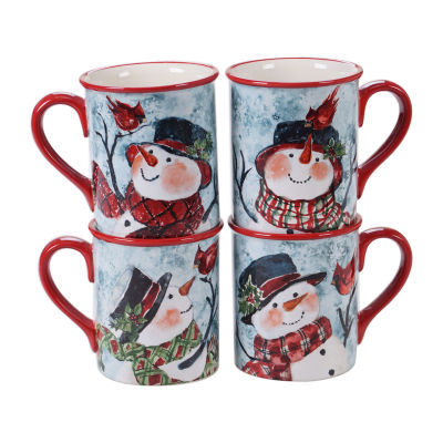 Certified International Watercolor Snowman 4-pc. Coffee Mug