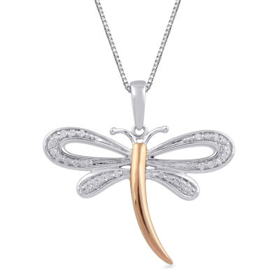 Womens 1/10 CT. T.W. Natural White Diamond 14K Rose Gold Over Silver Pendant Necklace