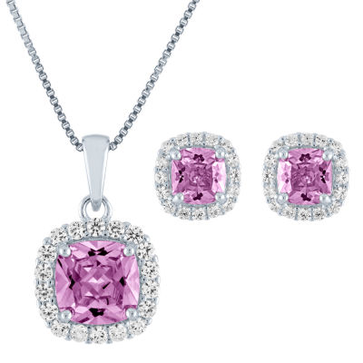 Womens Lab Created Pink Sapphire Sterling Silver Jewelry Set