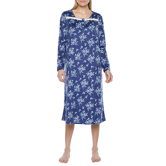 Adonna Womens Long Sleeve Square Neck Nightgown