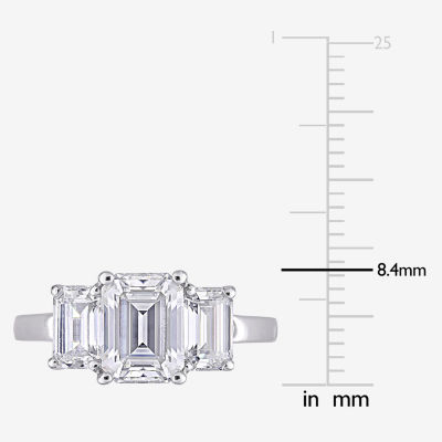 Womens Lab Created White Moissanite 10K Gold 3-Stone Engagement Ring