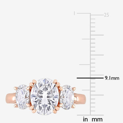 Womens 3 CT. T.W. Lab Created White Moissanite 10K Rose Gold 3-Stone Engagement Ring
