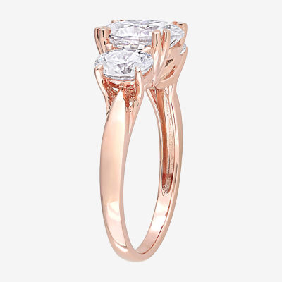 Womens 3 CT. T.W. Lab Created White Moissanite 10K Rose Gold 3-Stone Engagement Ring