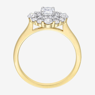 Womens 1 CT. T.W. Lab Created White Moissanite 10K Gold Cocktail Ring