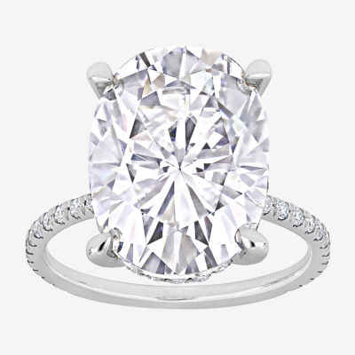 Womens Lab Created White Moissanite 10K White Gold
