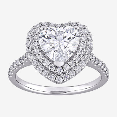 Womens 2 5/8 Ct. T.W. Lab Created White Moissanite 10K White Gold Heart Engagement Ring