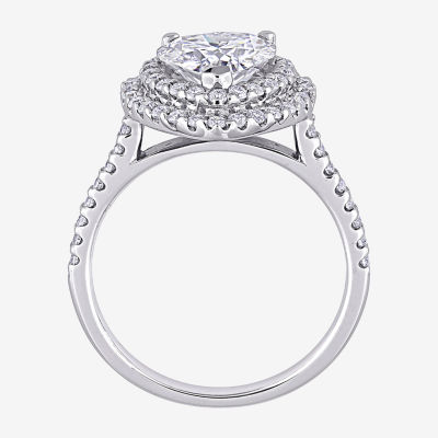 Womens 2 5/8 Ct. T.W. Lab Created White Moissanite 10K White Gold Heart Engagement Ring
