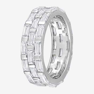 Womens 4MM 4 5/8 Ct. T.W. Lab Created White Moissanite Sterling Silver Anniversary Eternity Band