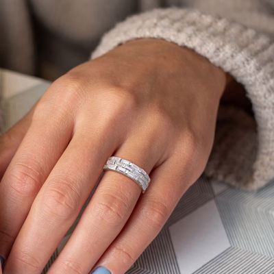 Womens 4MM 4 5/8 Ct. T.W. Lab Created White Moissanite Sterling Silver Anniversary Eternity Band