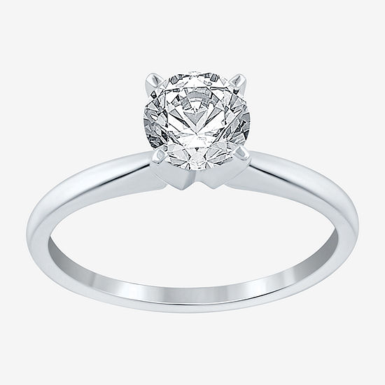 Ever Star Womens 1 CT. T.W. Lab Grown White Diamond 14K White Gold Round Solitaire Engagement Ring