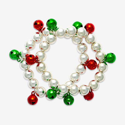 ARATLENCH Christmas Jingle Bell Bracelet Colorful Bow Snowman Xmas Tree Beaded Chram Stretch Bracelet Novelty Christmas Holiday Jingle Bells