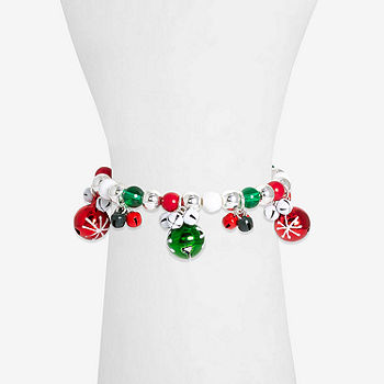 Christmas Jingle Bell Bracelet Multi-color Hanged Bead Adjustable