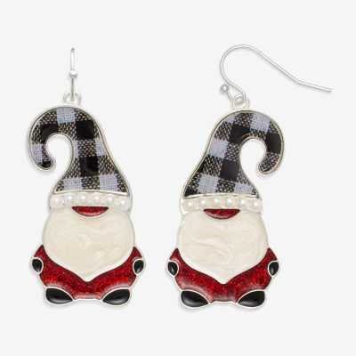 Mixit Silver Tone Santa & Mrs. Claus Cubic Zirconia Drop Earrings