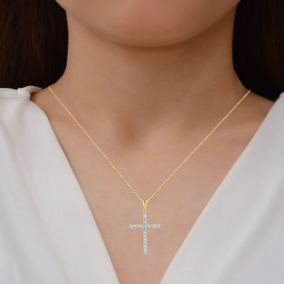 Womens 1 CT.T.W. Natural Diamond Cross Pendant Necklace in 10K or 14K Gold