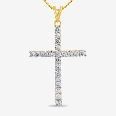 Womens 1 CT. T.W. Diamond Cross Pendant Necklace in 10K or 14K Gold