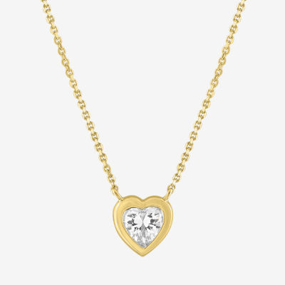 Diamond Addiction Womens 1/2 CT. T.W. Lab Grown White Diamond 10K Gold Heart Pendant Necklace