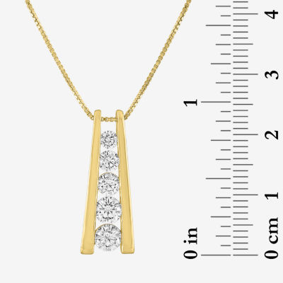 (G-H / SI2-I1) Womens 1 CT.T.W. Lab-Grown Diamond 10K White or Yellow Gold Pendant Necklace