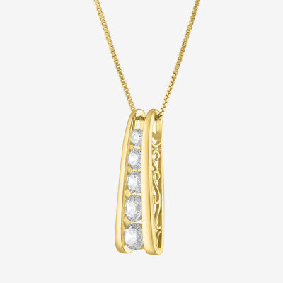 (G-H / SI2-I1) Womens 1 CT.T.W. Lab-Grown Diamond 10K Gold Pendant Necklace