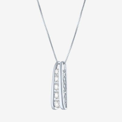 5-Stone Ladder Style (G-H / Si2-I1) Womens 1/3 CT. T.W. Lab Grown White Diamond 10K or Yellow Gold Pendant Necklace