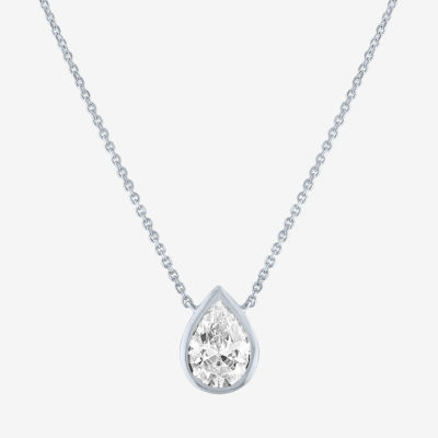 Diamond Addiction (G-H / Si2-I1) Womens 1 CT. T.W. Lab Grown White 14K Gold Pear 18 Inch Pendant Necklace