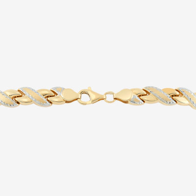 Two-Tone 10K Gold 8" Diamond-Cut Stampato Link Bracelet