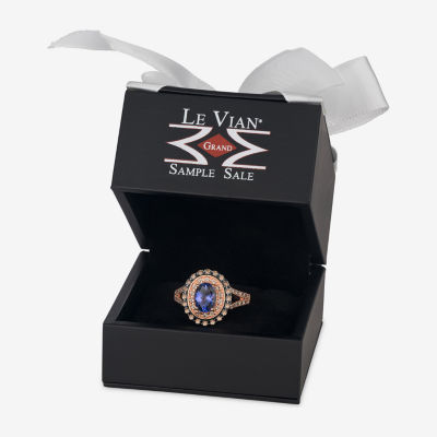 Le Vian Grand Sample Sale® Ring featuring 1 cts. Blueberry Tanzanite®, 1/4 cts. Chocolate Diamonds® , 1/4 cts. Nude Diamonds™  set in 14K Strawberry Gold®