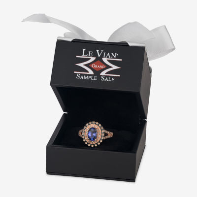 Le Vian® Grand Sample Sale™ Ring featuring 1 CT. Blueberry Tanzanite® 1/4 CT. Chocolate Diamonds® 1/4 CT. Nude Diamonds™ set in 14K Strawberry Gold®