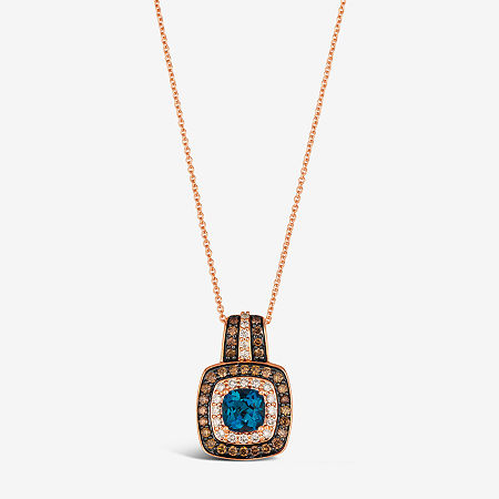 Le Vian Pendant featuring 1 CT. Deep Sea Blue Topaz 1/4 CT. Nude Diamonds 3/8 CT. Chocolate DiamondsÂ set in 14K Strawberry Gold, One Size