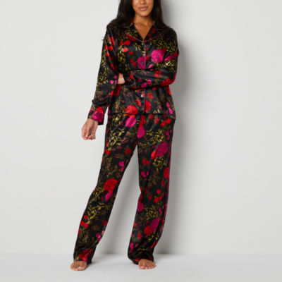 Ambrielle Womens Long Sleeve Pant Satin Pajama Set