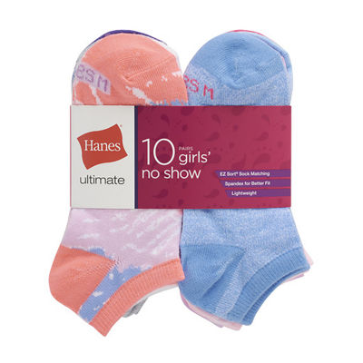 Hanes Big Girls 10 Pair Low Cut Socks